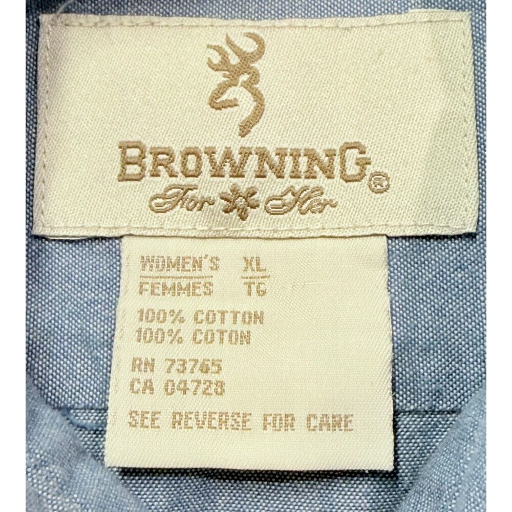 Browning for Her Super Naturals Chambray 100% Cotton Button Up Shirt XL Top - Picture 10 of 11